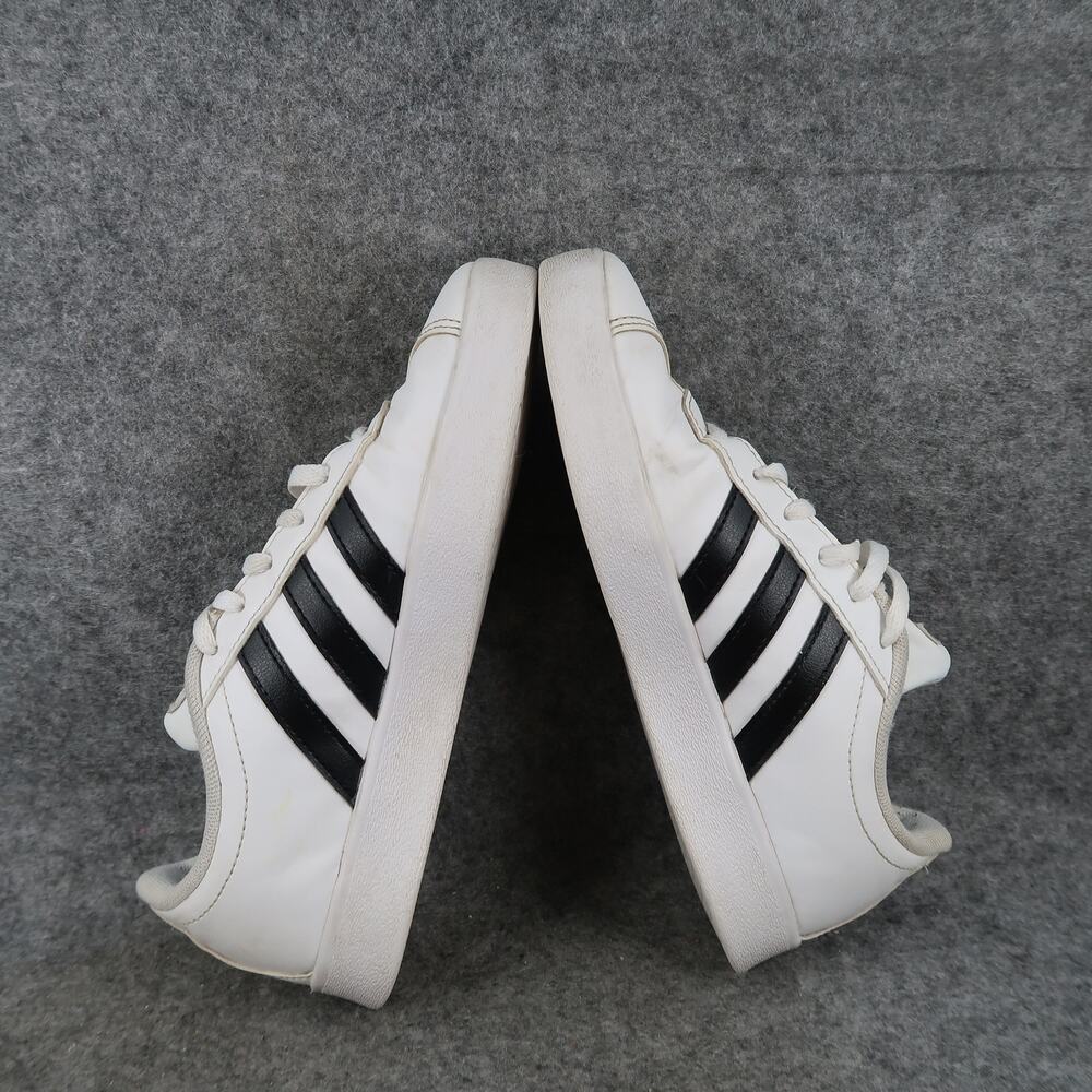Adidas Shoes Youth 4 Casual Sneakers Court Trainers White Black Lace Up Big Kids - Picture 8 of 11